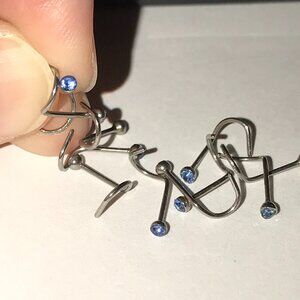 Light Blue 22 Gauge Curved Nose Rings